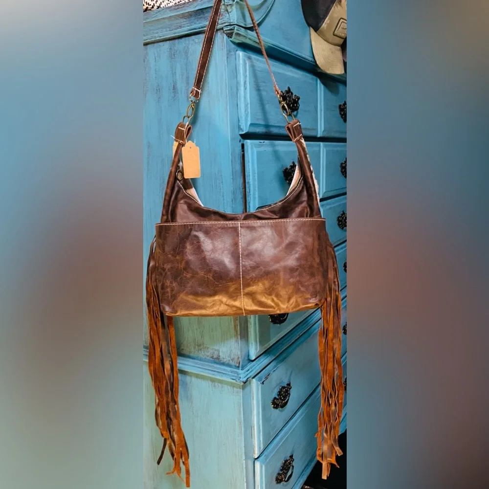 Genuine Cowhide and Leather Shoulder Bag - Picture 2 of 2